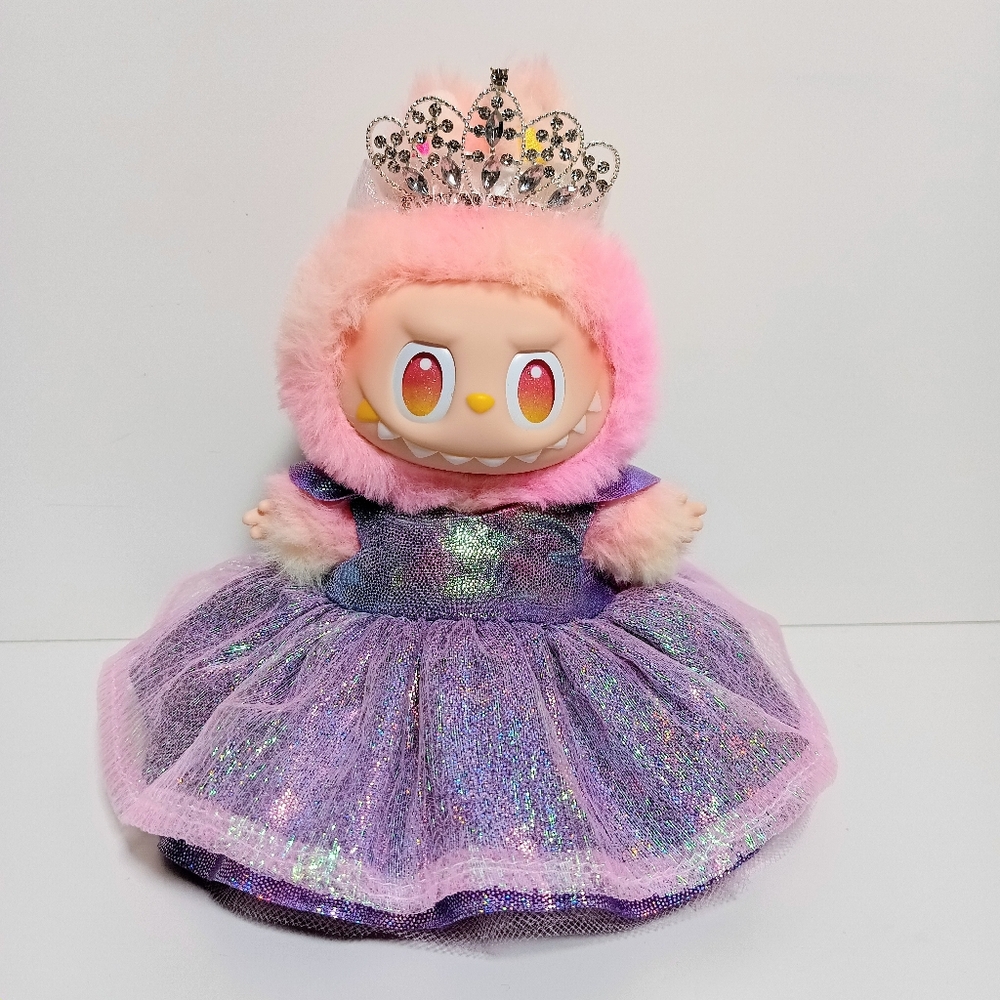 Labubu Disney Inspired Princess Aurora Dress with Rhinestone Crown Outfit